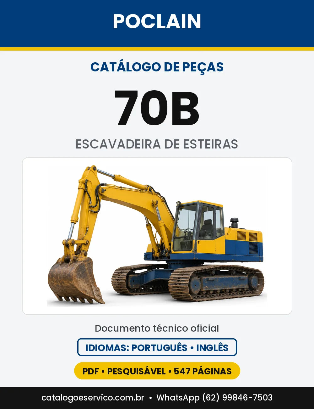 Catálogo de Peças Poclain 70B — capa do catálogo em PDF