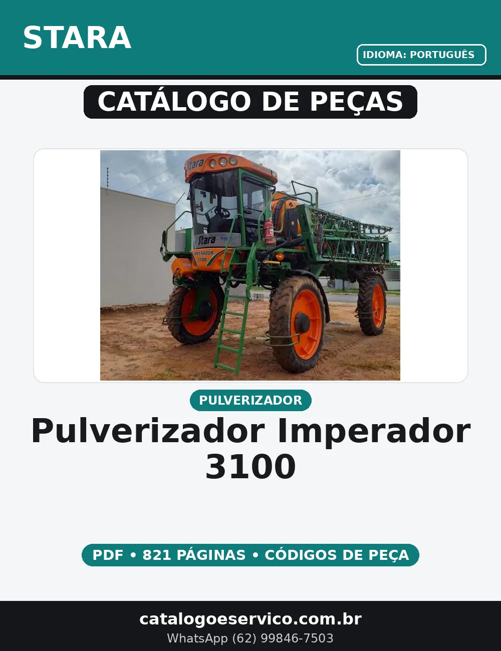 CATALOGO DE PEÇAS PULVERIZADOR IMPERADOR 3100 STARA — capa do catálogo de peças