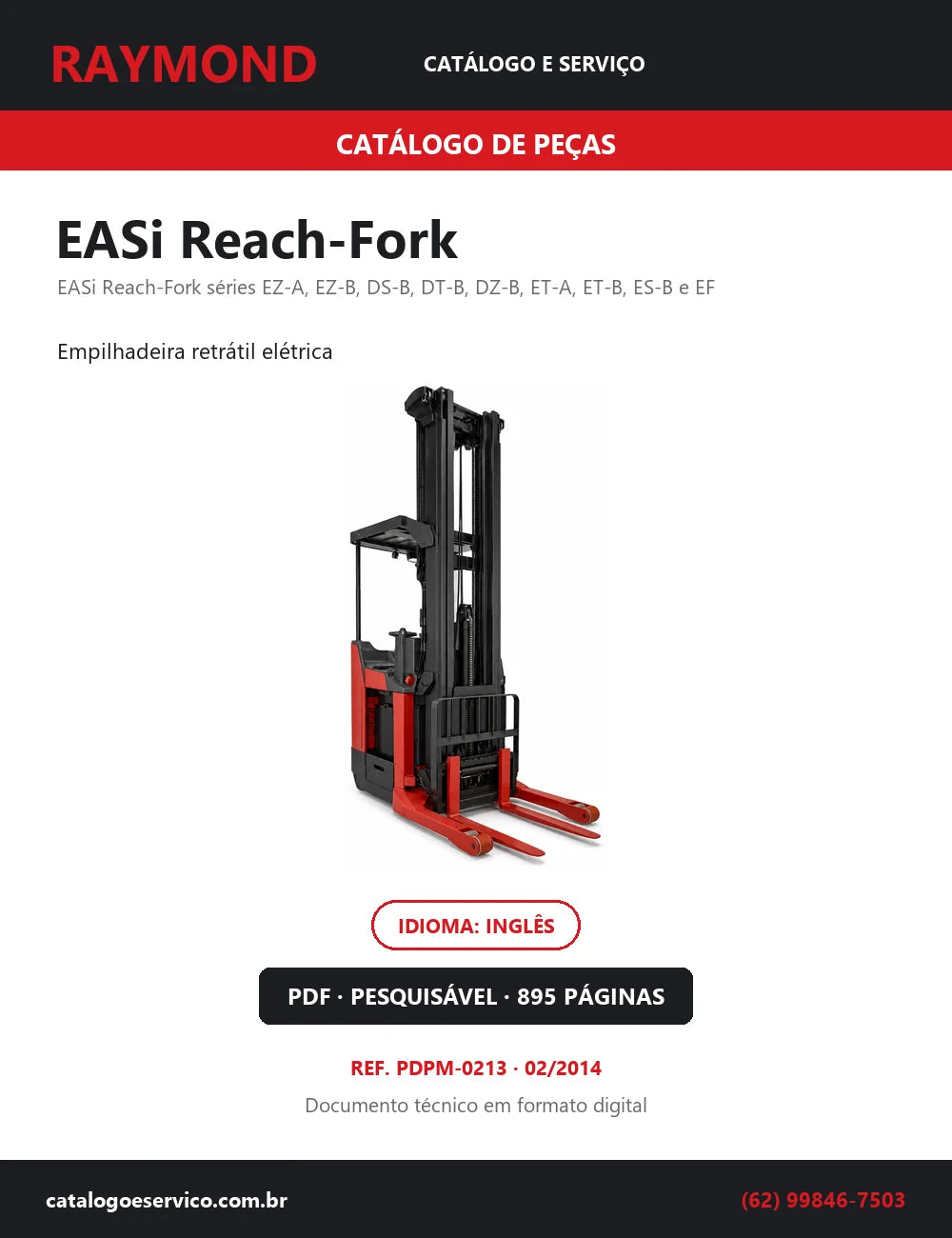 Capa do Catálogo de Peças Raymond EASi Reach-Fork — empilhadeira retrátil elétrica, 895 páginas em PDF