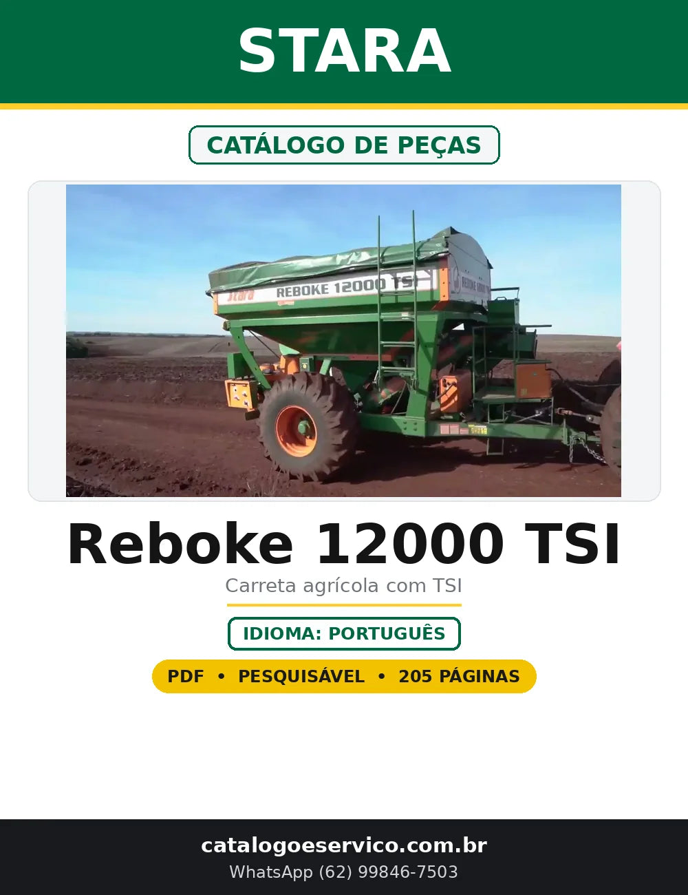 Capa do Catálogo de Peças Stara Reboke 12000 TSI em PDF com 205 páginas