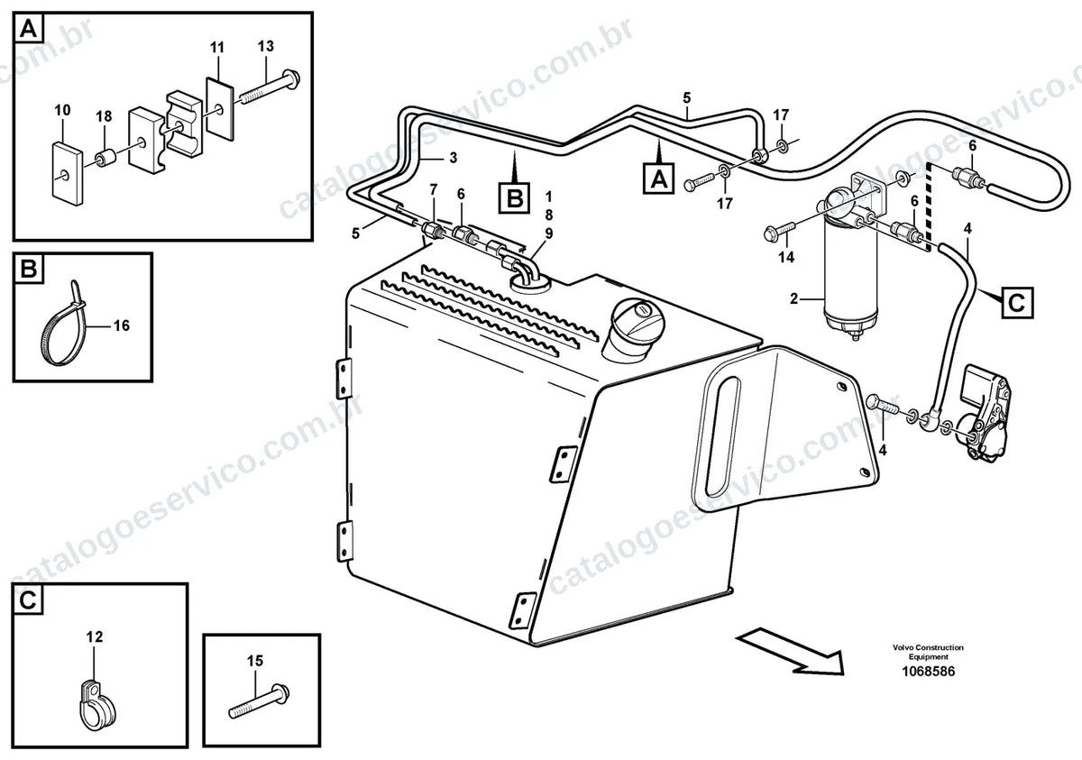 Vista explodida – motor – Catálogo de Peças Volvo BL70B