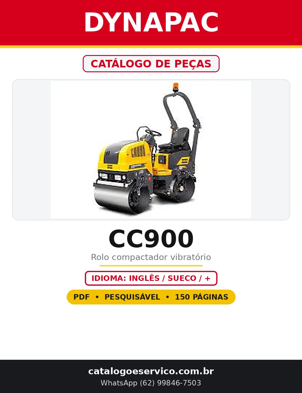 Capa do Catálogo de Peças Dynapac CC900 em PDF com 150 páginas