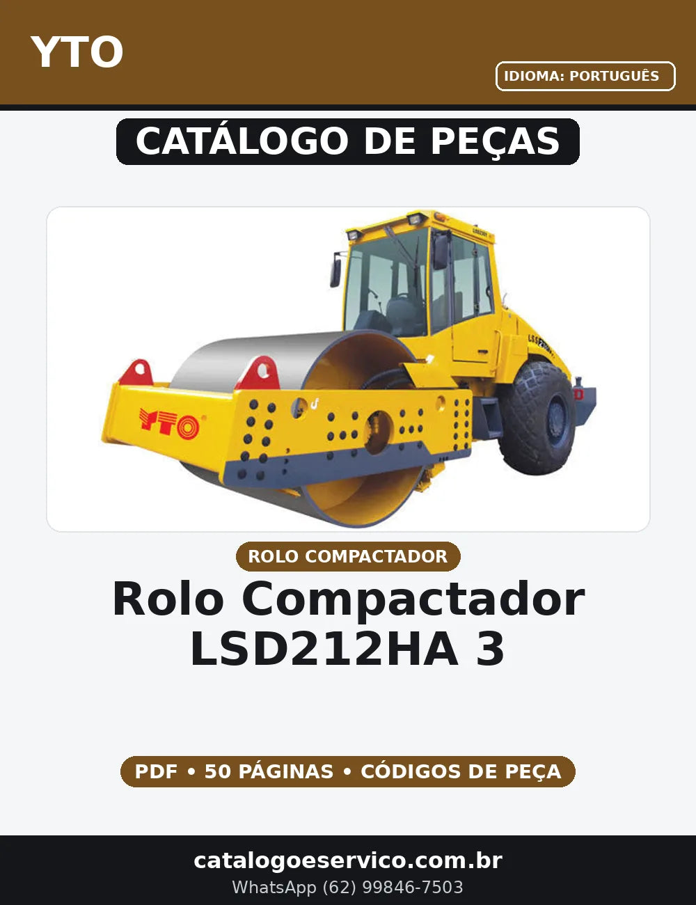 CATALOGO DE PEÇAS ROLO COMPACTADOR LSD212HA-3 / LSD212PHA-3 YTO — capa do catálogo de peças