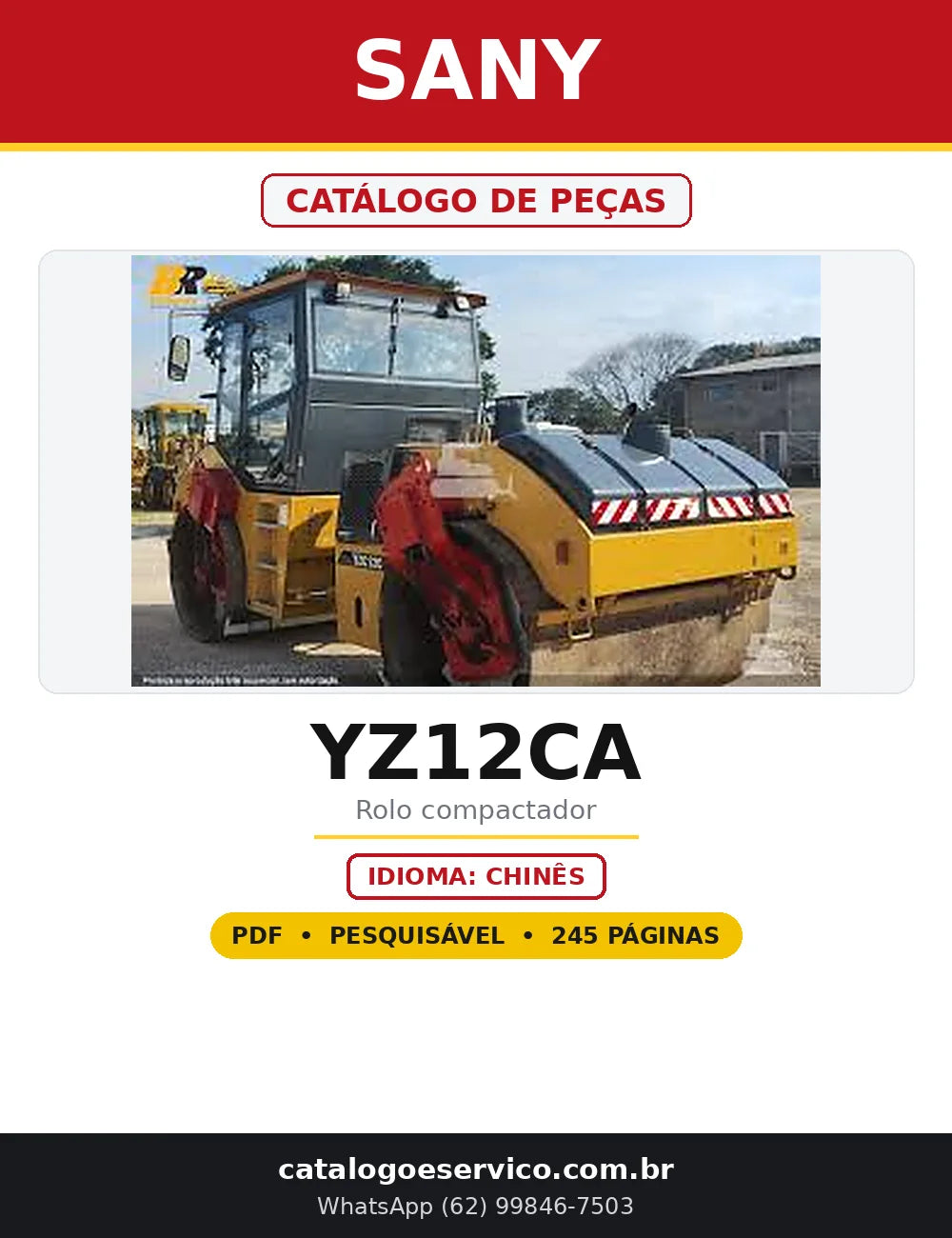 Capa do Catálogo de Peças Sany YZ12CA em PDF com 245 páginas