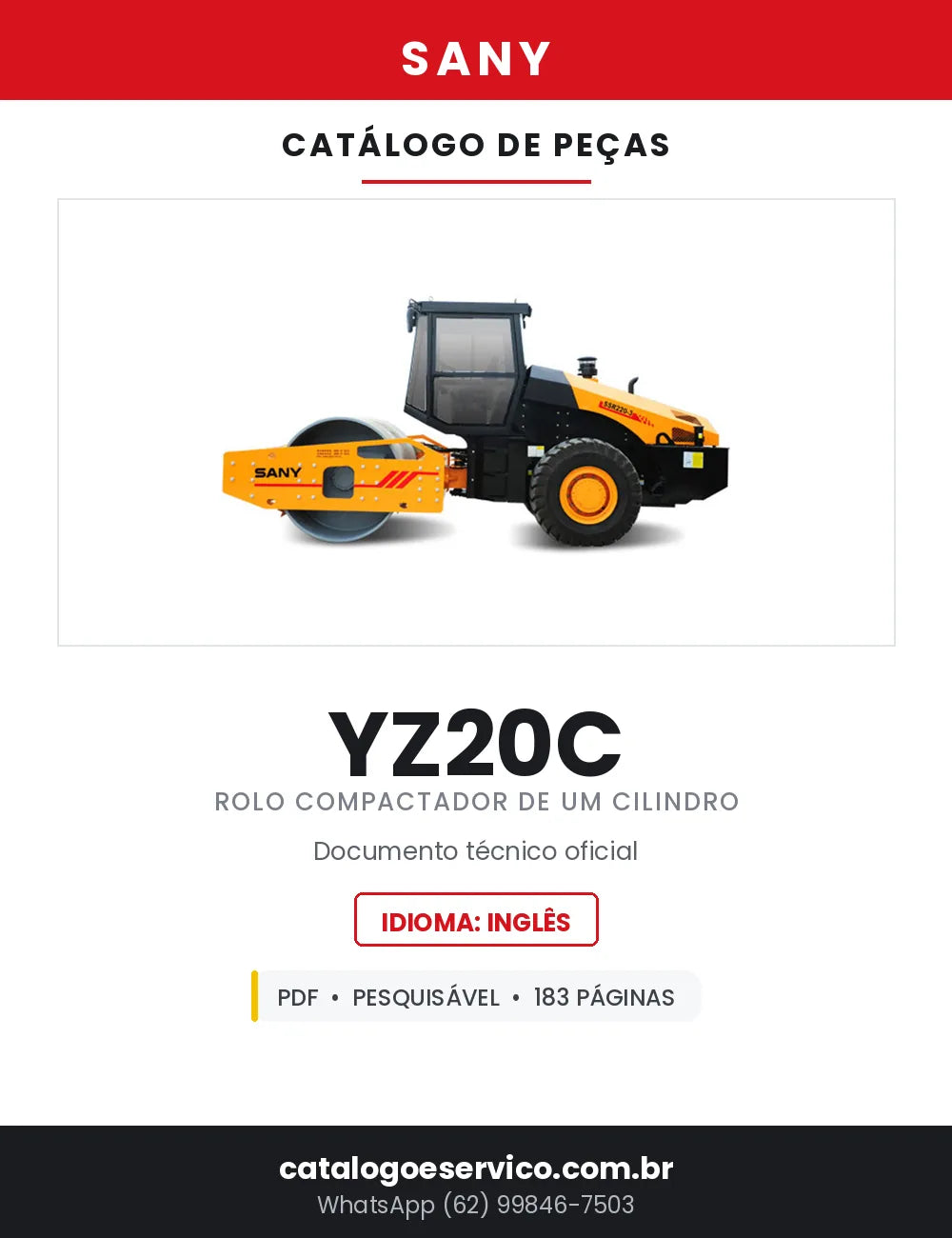 Catálogo de Peças SANY YZ20C Rolo Compactador de Um Cilindro — 183 Páginas em PDF — capa