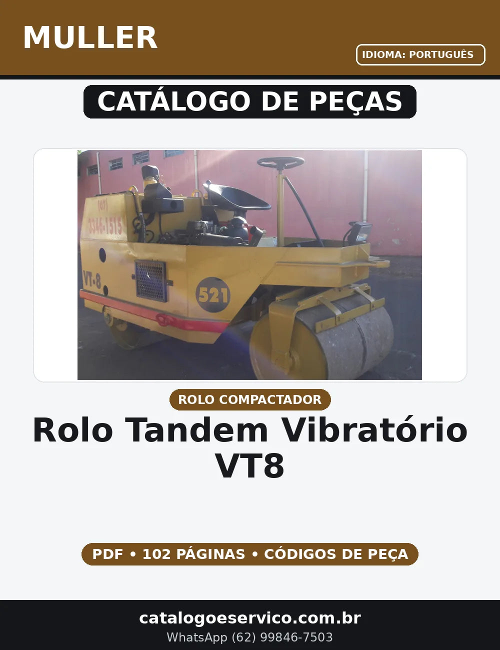 CATALOGO DE PEÇAS ROLO TANDEM VIBRATÓRIO MULLER - VT8 — capa do catálogo de peças
