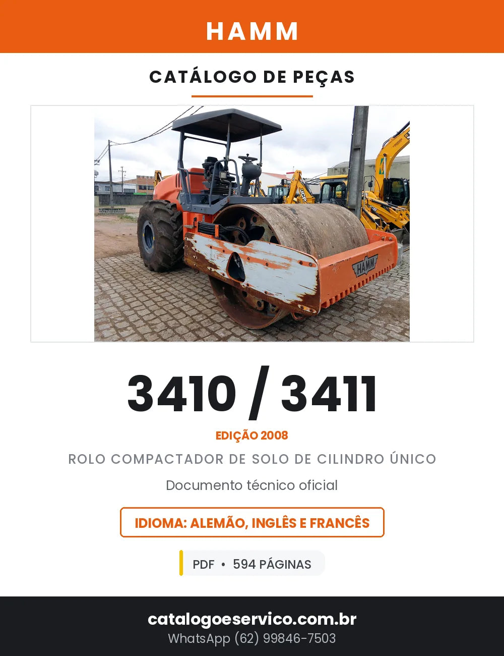 Catálogo de Peças HAMM 3410 e 3411 Rolo Vibratório — 594 Páginas em PDF — capa
