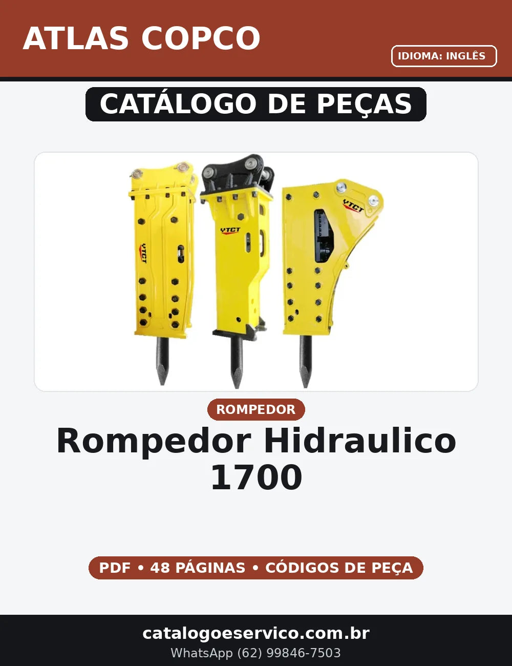 CATALOGO DE PEÇAS ROMPEDOR HIDRAULICO 1700 ATLAS COPCO — capa do catálogo de peças