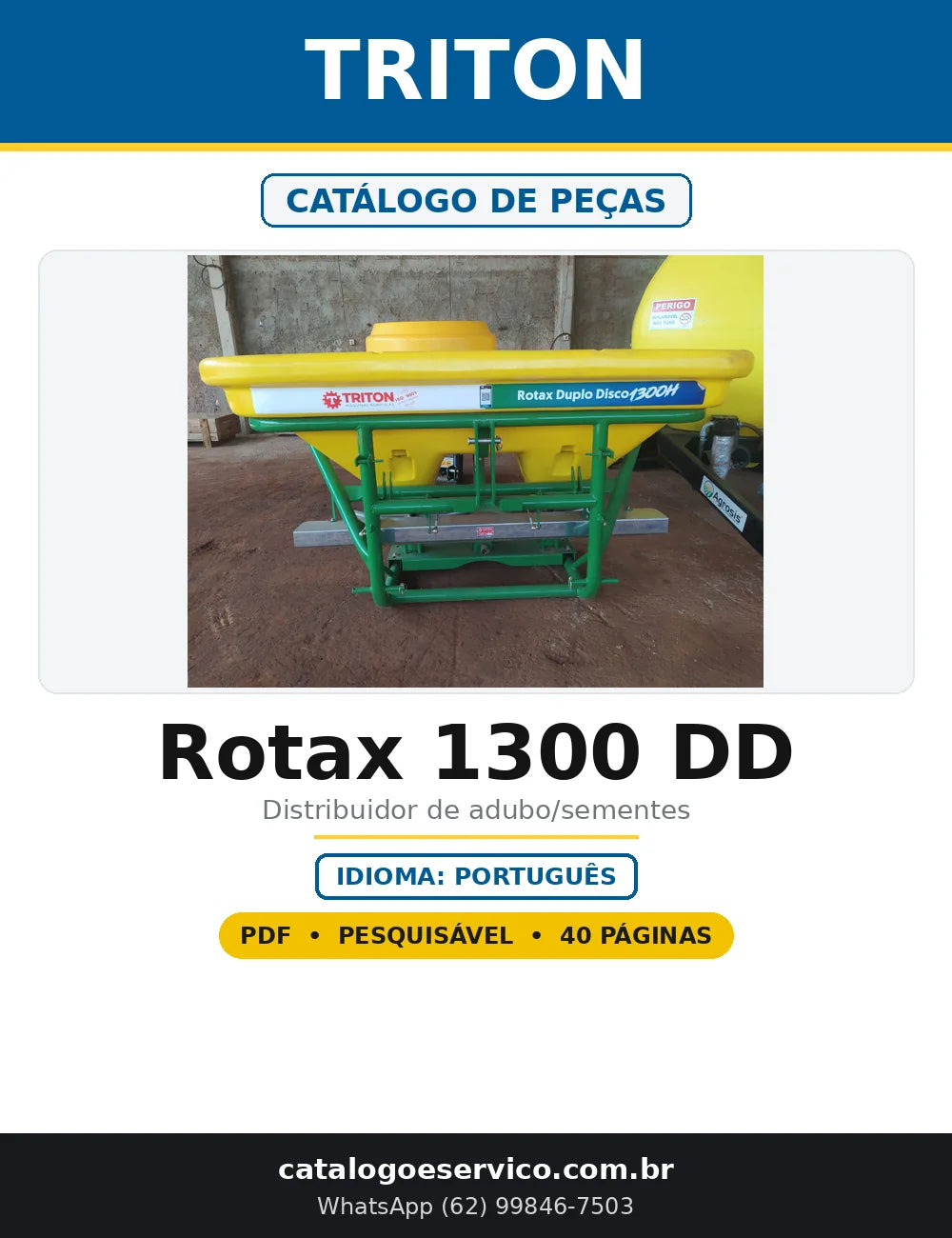 Capa do Catálogo de Peças Triton Rotax 1300 DD em PDF com 40 páginas