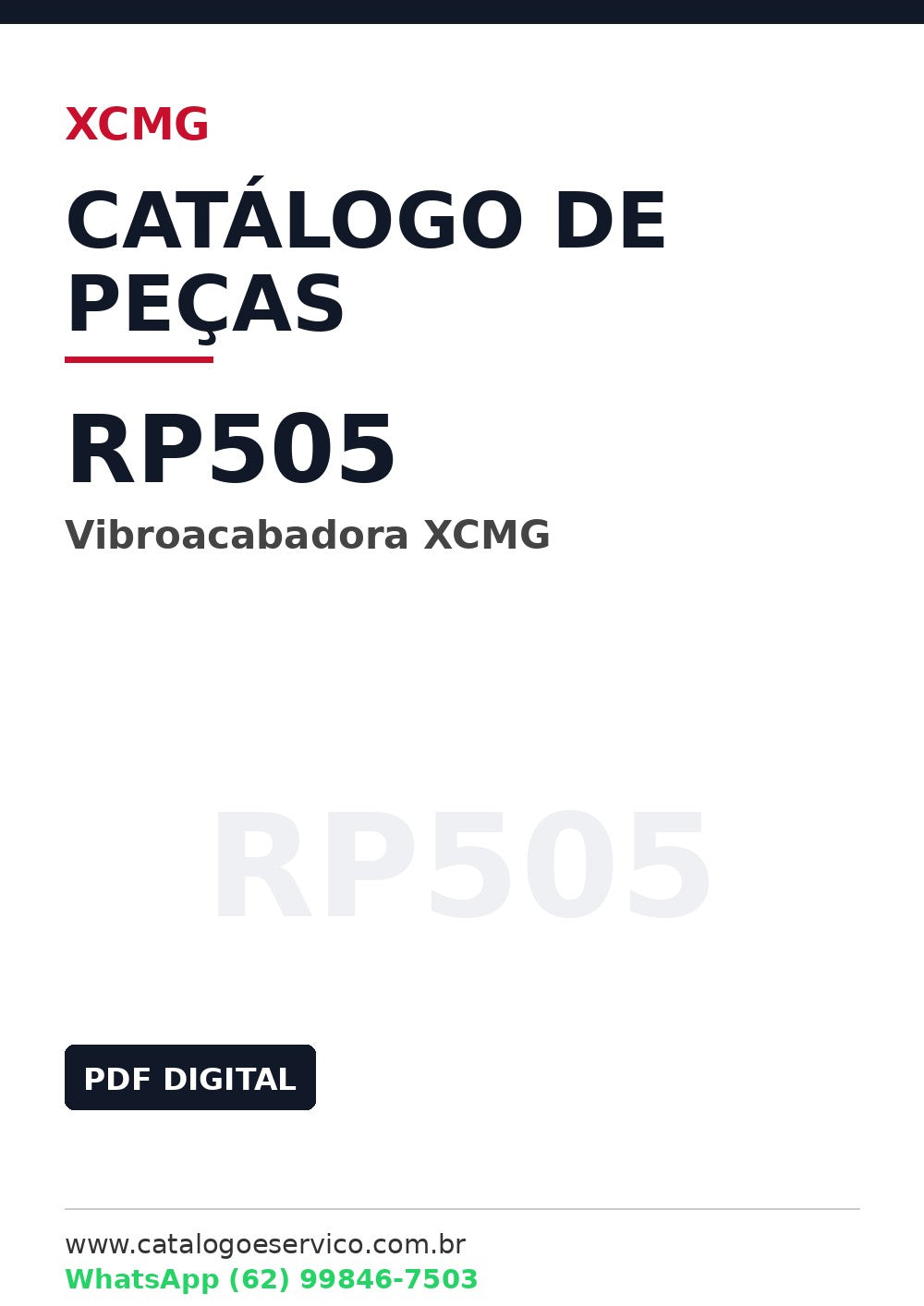 Catálogo de Peças RP505 XCMG Vibroacabadora