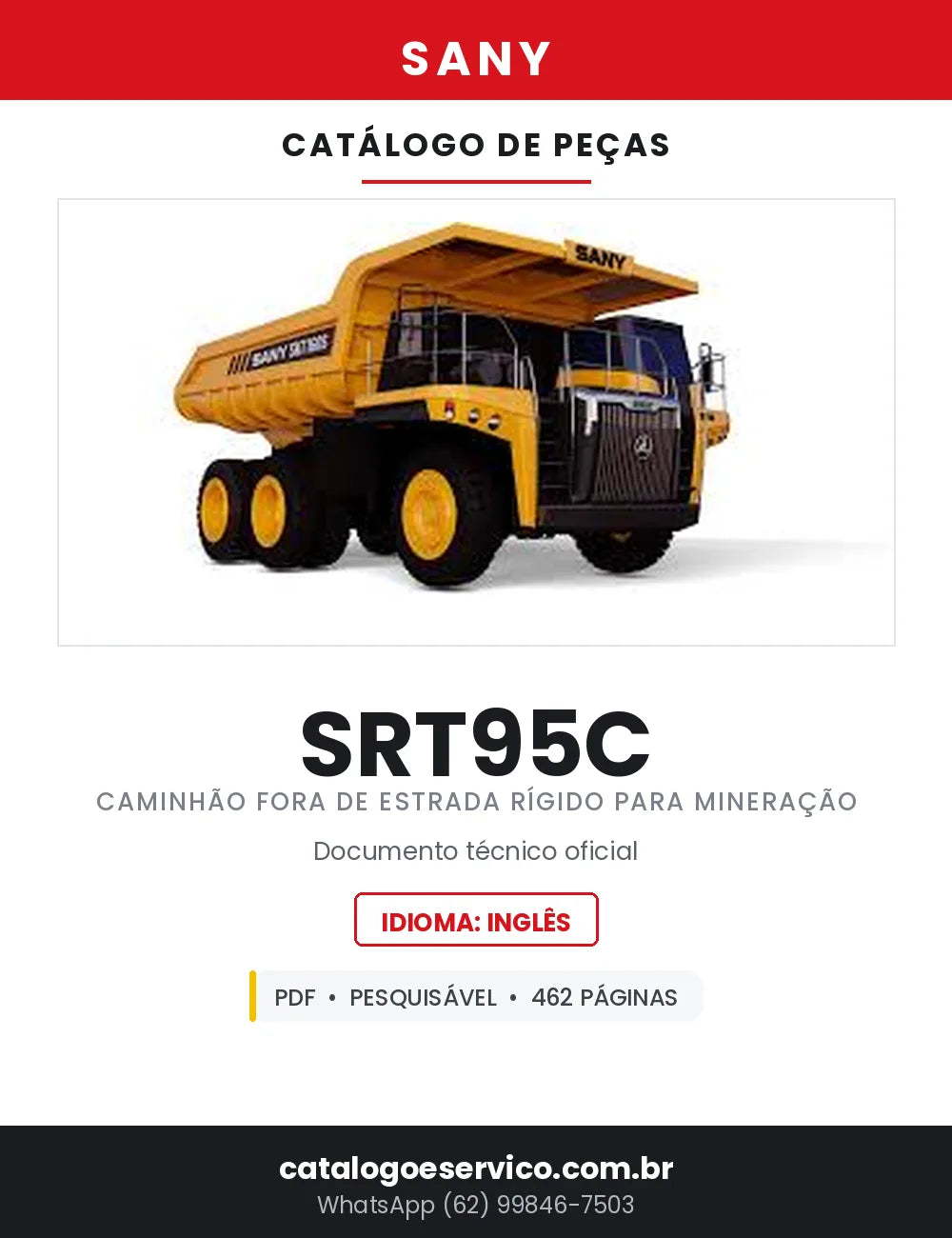 Catálogo de Peças SANY SRT95C Caminhão Fora de Estrada de Mineração — 462 Páginas em PDF — capa