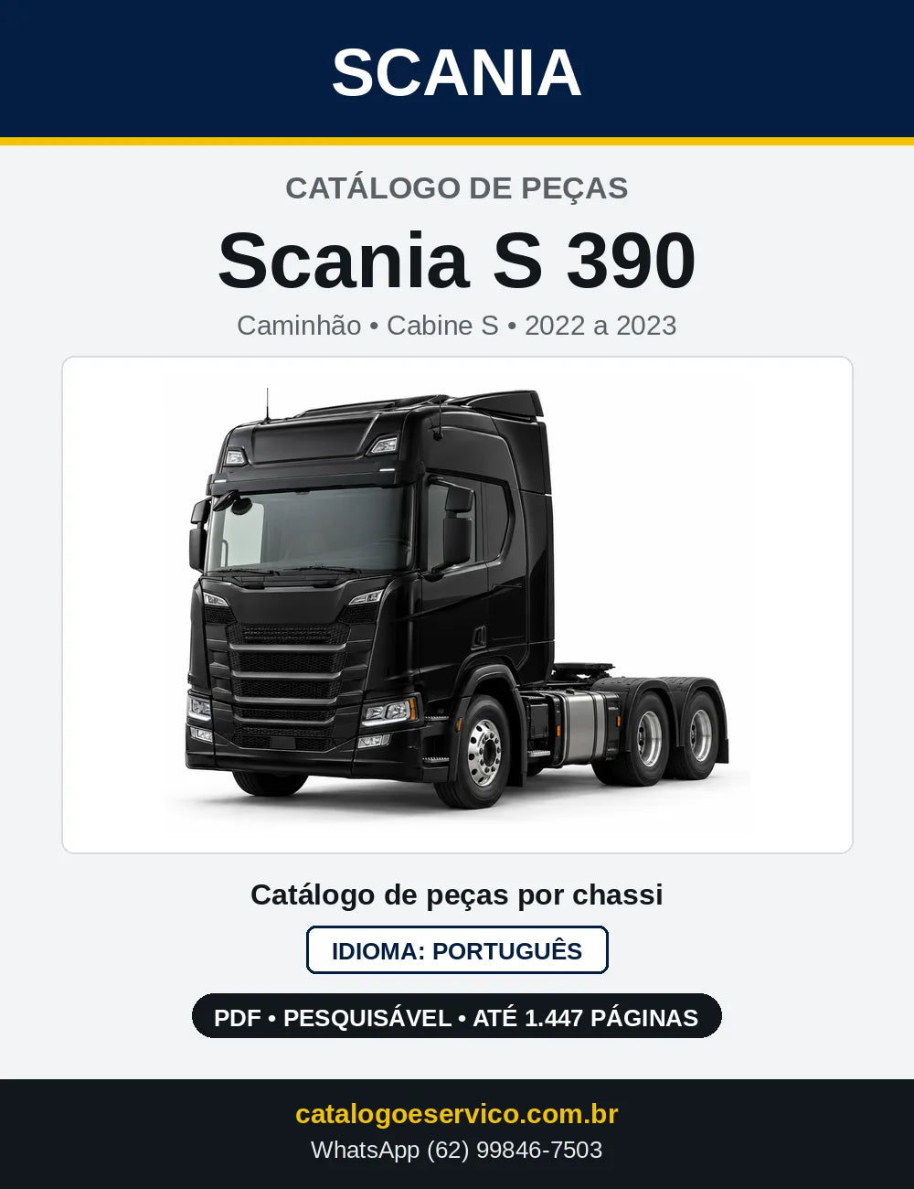 Capa do Catálogo de Peças Scania S 390 em PDF