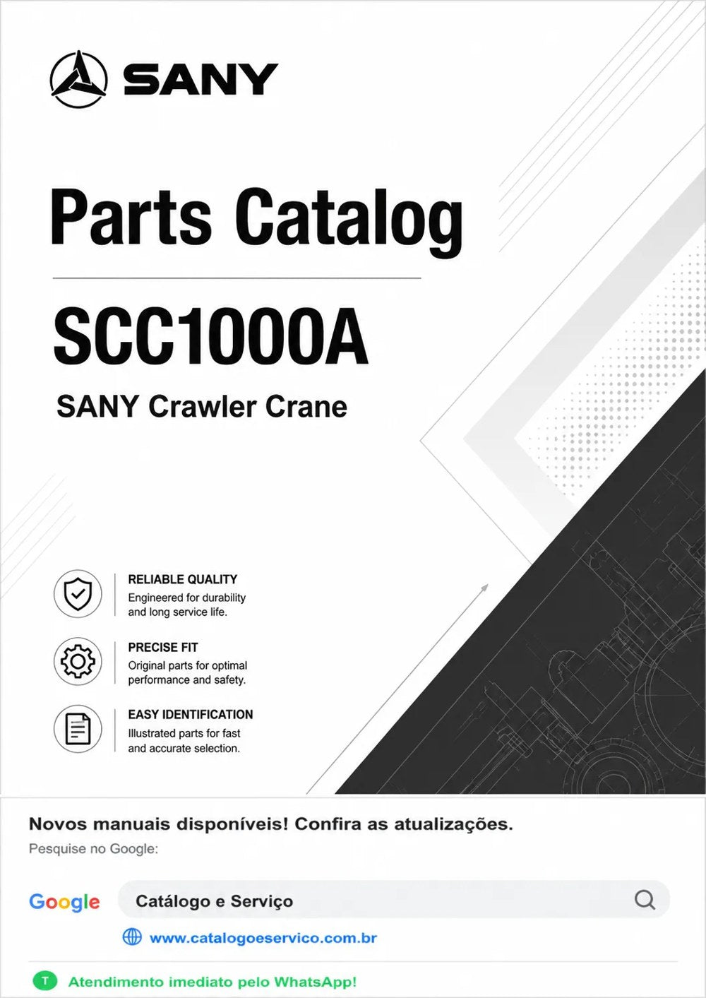 Catálogo de Peças SCC1000A Sany Guindaste de Esteiras