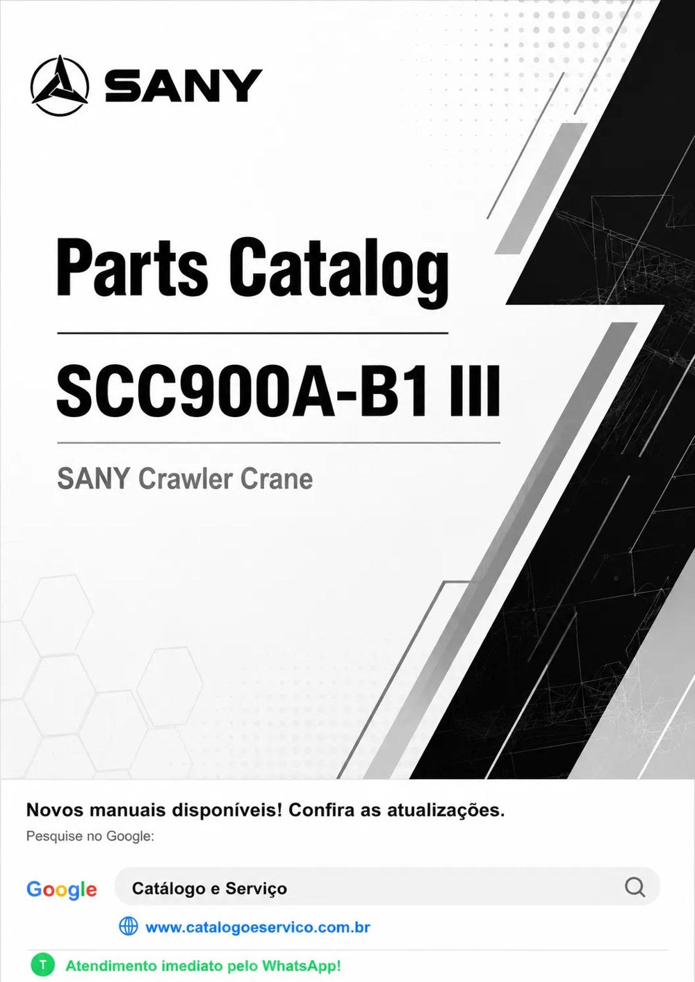 Catálogo de Peças SCC900A-B1 III Sany Guindaste de Esteiras