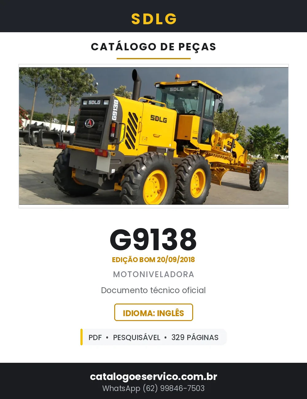 Catálogo de Peças SDLG G9138 Motoniveladora — 329 Páginas em PDF — capa