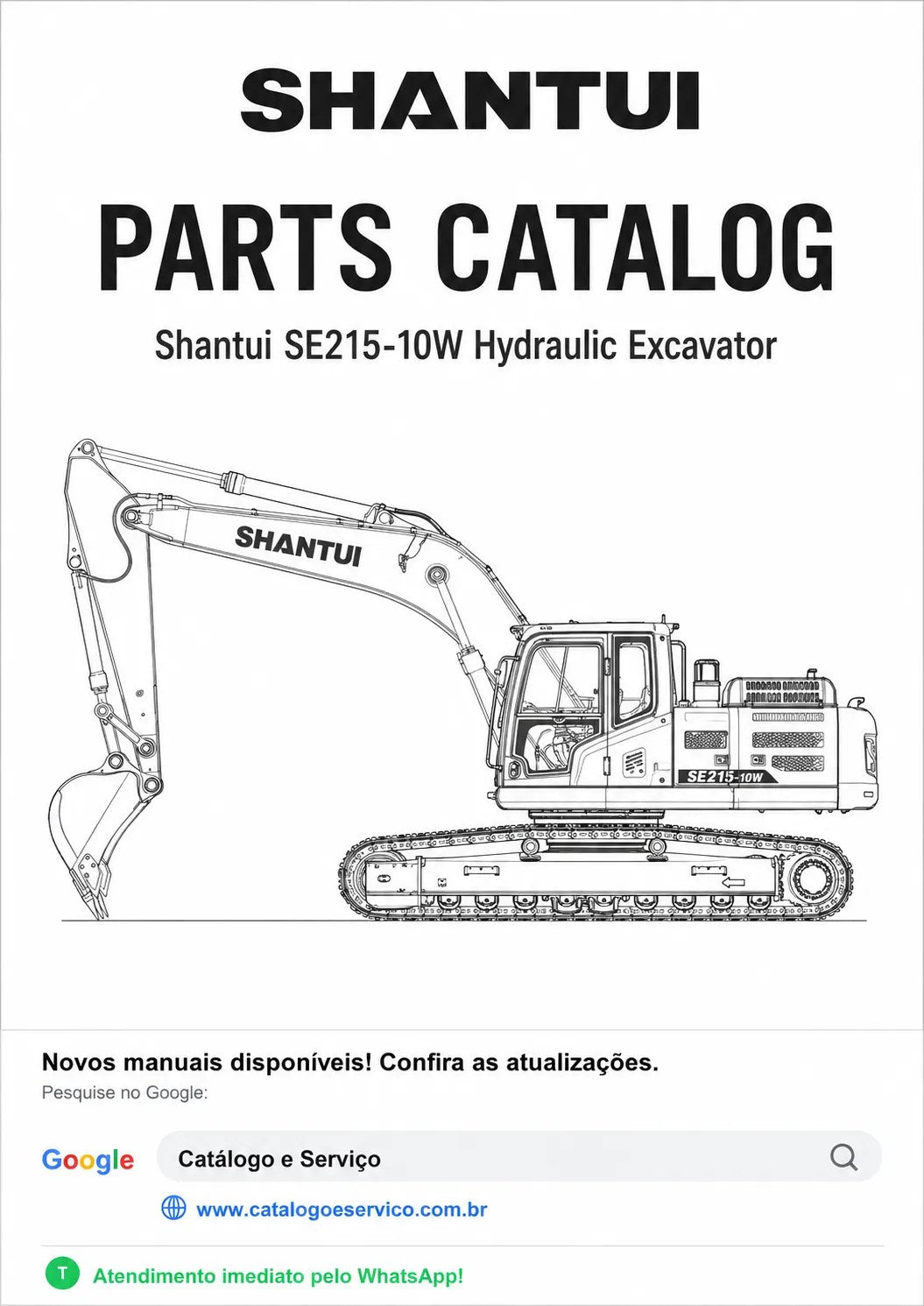 Catálogo de Peças SE215-10W Shantui Escavadeira Hidráulica