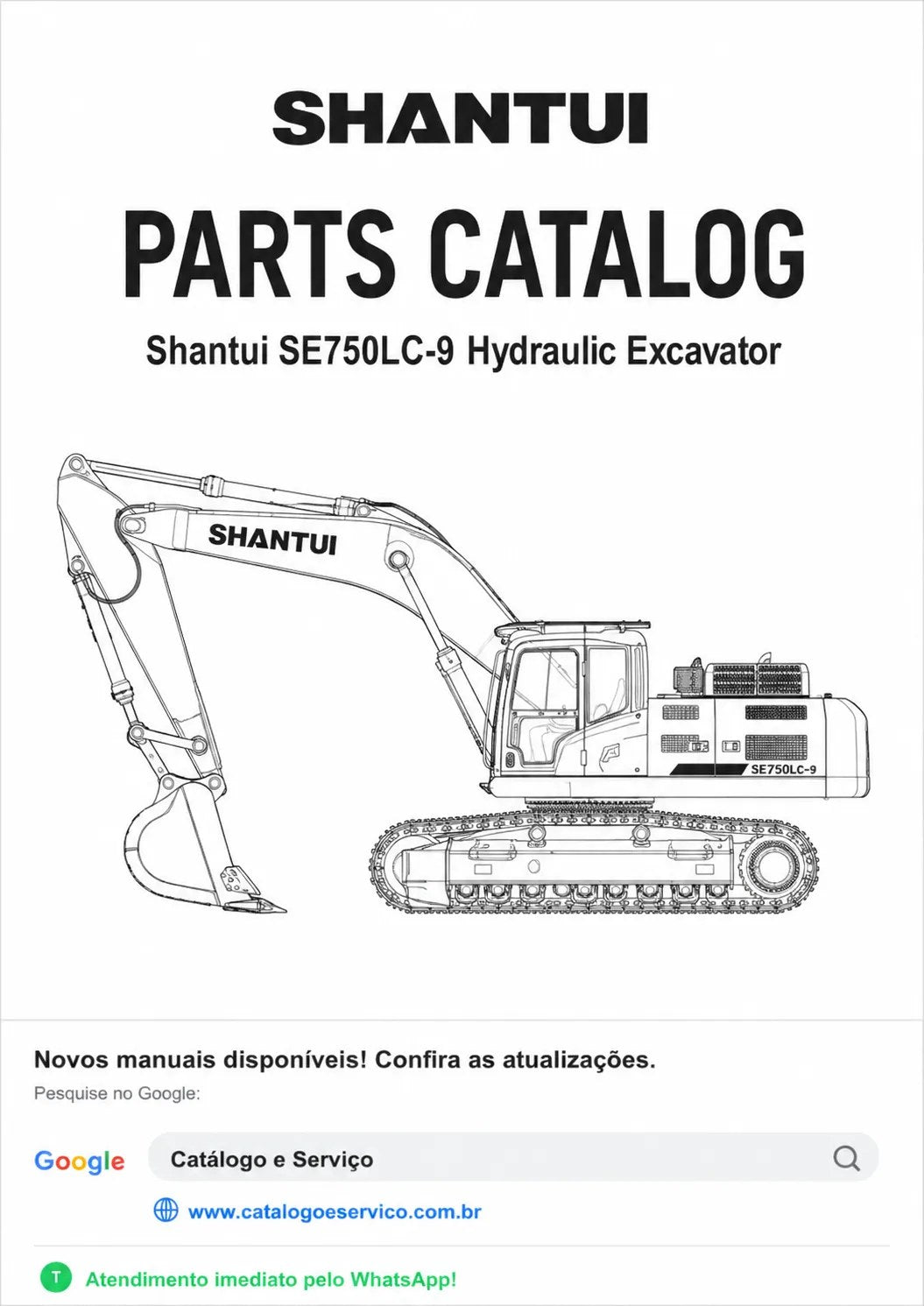 Catálogo de Peças SE750LC-9 Shantui Escavadeira Hidráulica