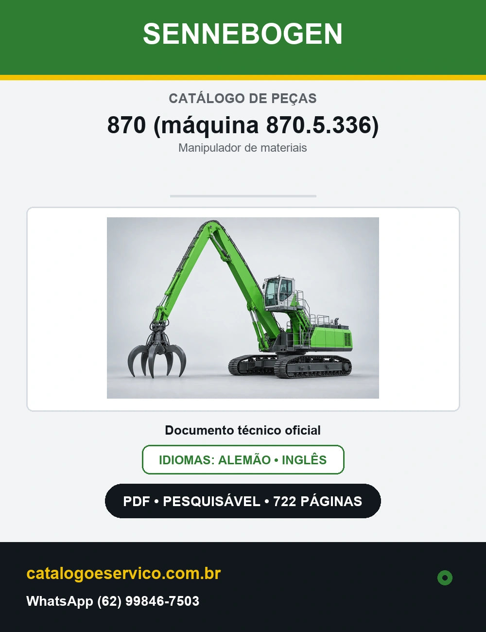 Catálogo de Peças Sennebogen 870 (máquina 870.5.336) — capa