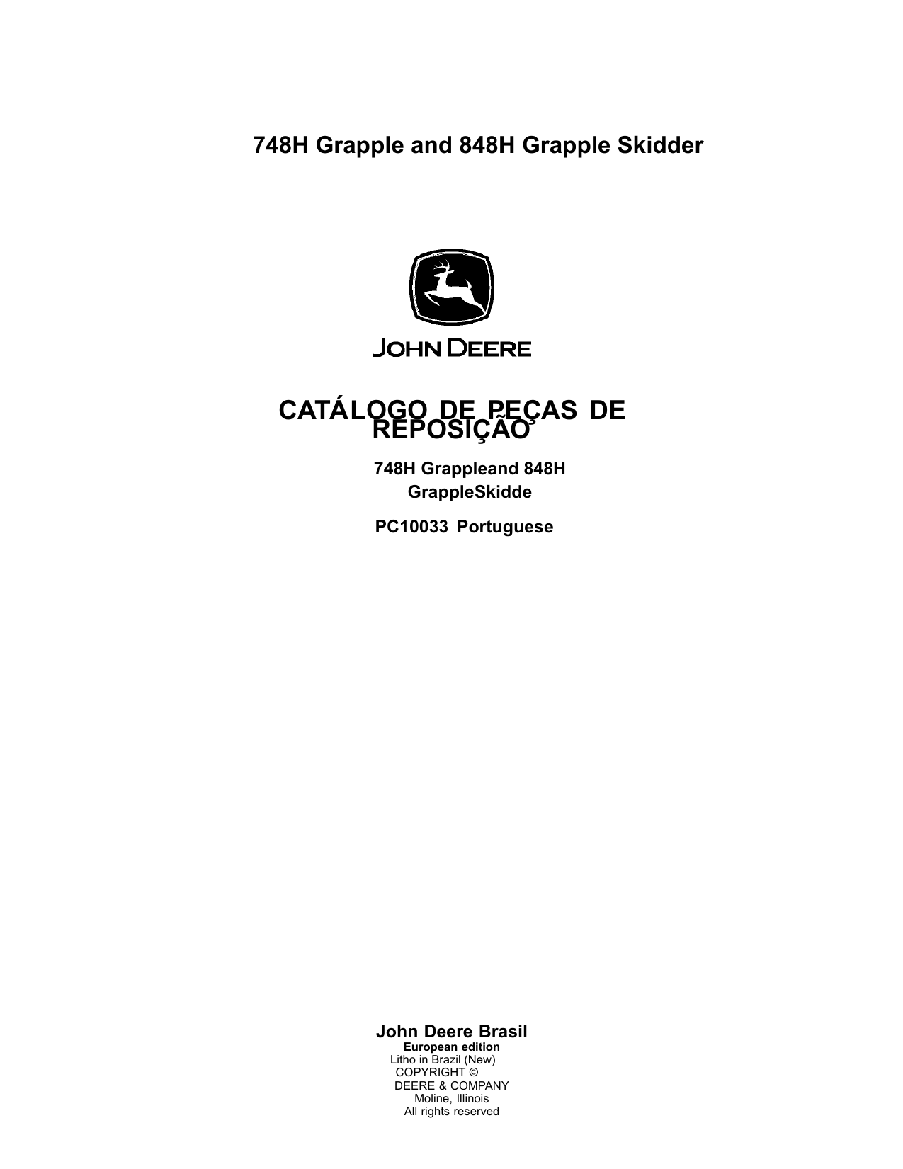 Catálogo de Peças Skidder John Deere 748H/848H