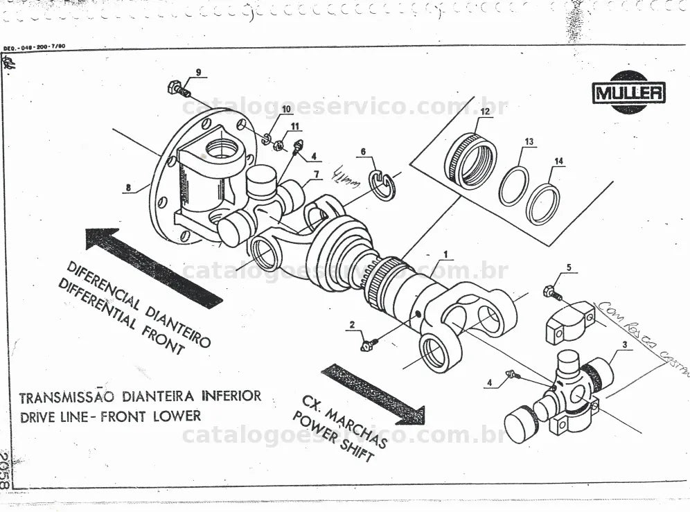 Página interna do catálogo de peças Müller TS 22 — exemplo 4