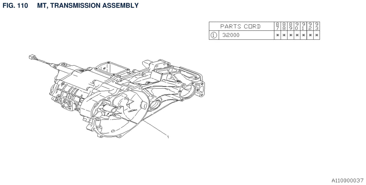 Vista explodida do Catálogo de Peças Subaru E Series 1986-1994 — exemplo 1