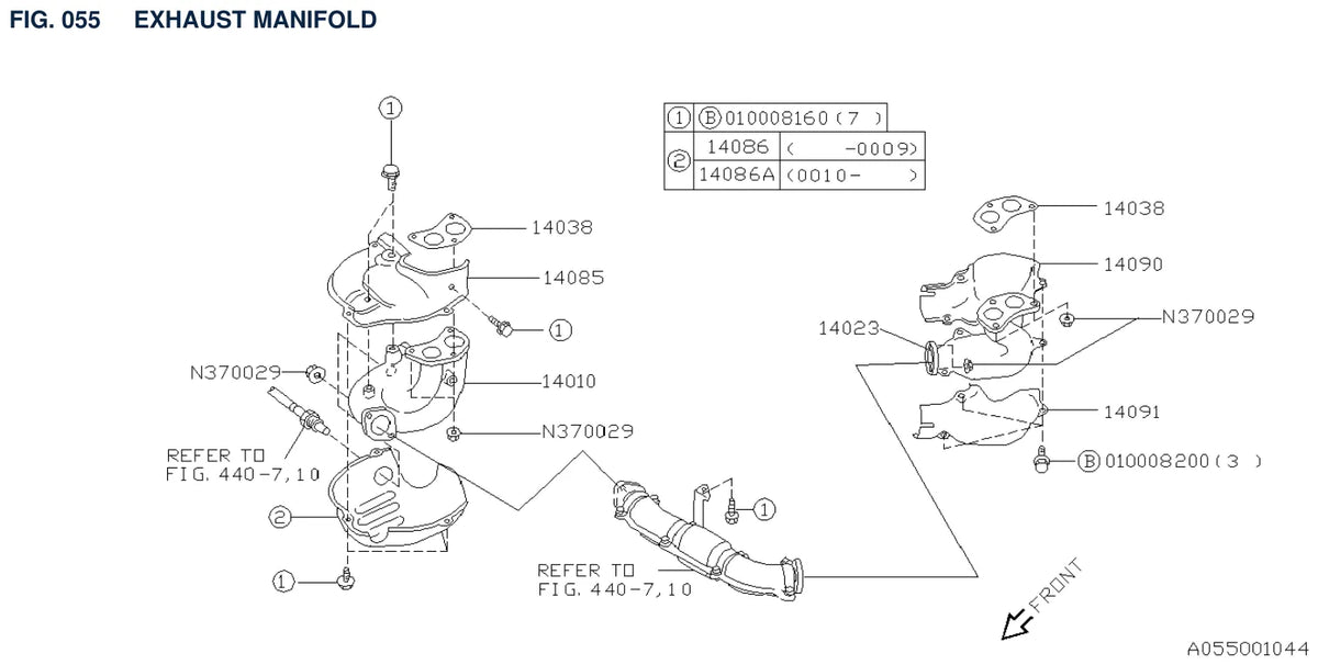 Vista explodida do Catálogo de Peças Subaru Forester 1997-2002 — exemplo 2