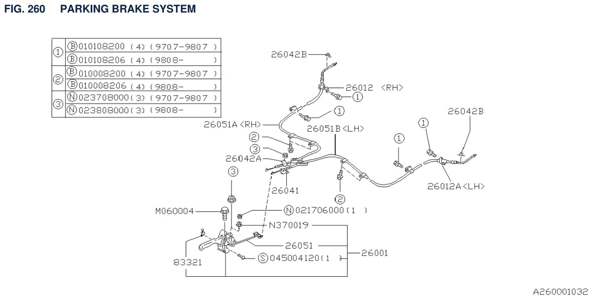 Vista explodida do Catálogo de Peças Subaru Forester 1997-2002 — exemplo 4