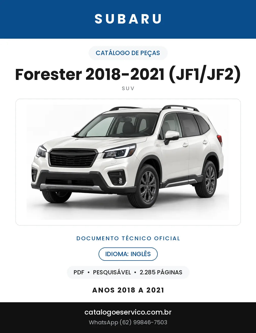 Capa do Catálogo de Peças Subaru Forester 2018-2021 (JF1/JF2)