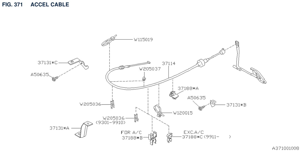 Vista explodida do Catálogo de Peças Subaru Impreza 1992-2002 — exemplo 3
