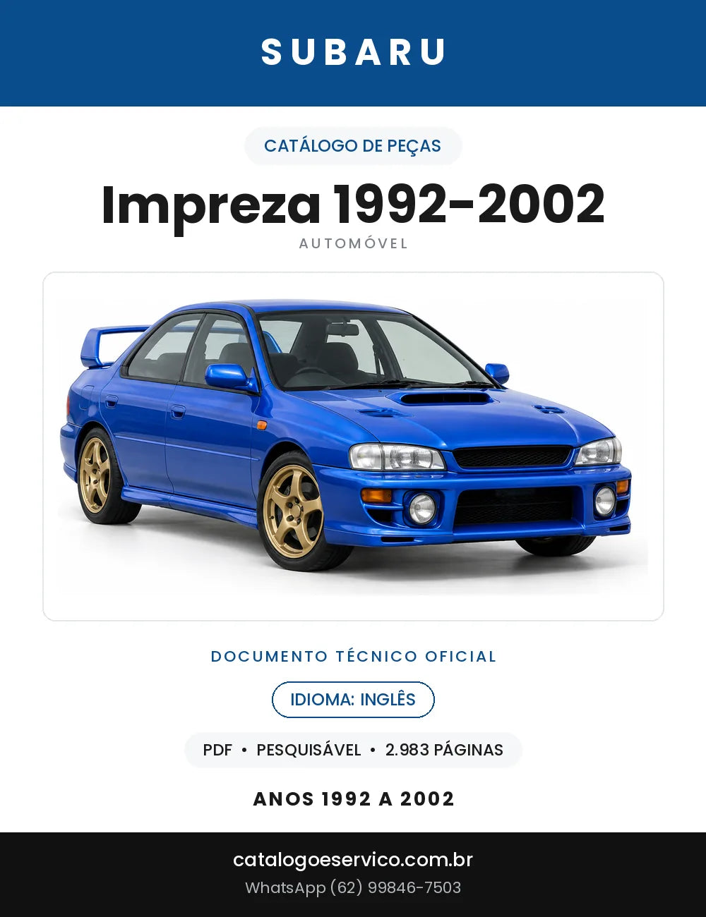 Capa do Catálogo de Peças Subaru Impreza 1992-2002