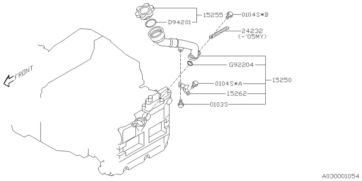Vista explodida do Catálogo de Peças Subaru Impreza 2000-2007 — exemplo 1