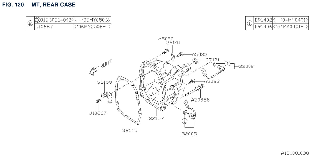 Vista explodida do Catálogo de Peças Subaru Impreza 2000-2007 — exemplo 2