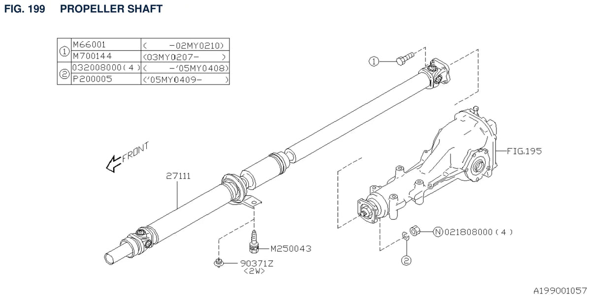 Vista explodida do Catálogo de Peças Subaru Impreza 2000-2007 — exemplo 4