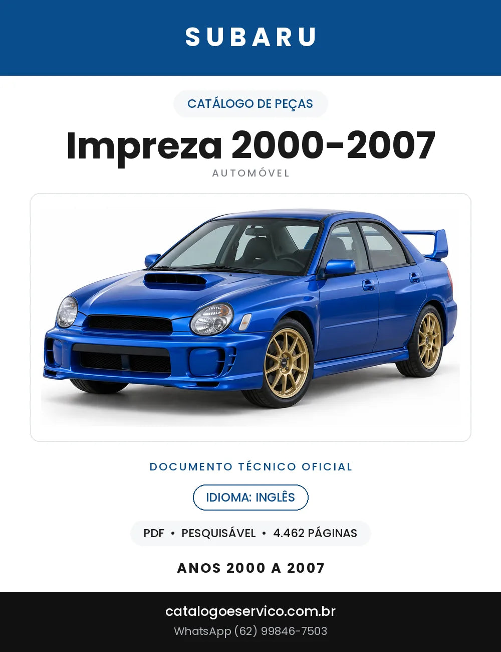 Capa do Catálogo de Peças Subaru Impreza 2000-2007
