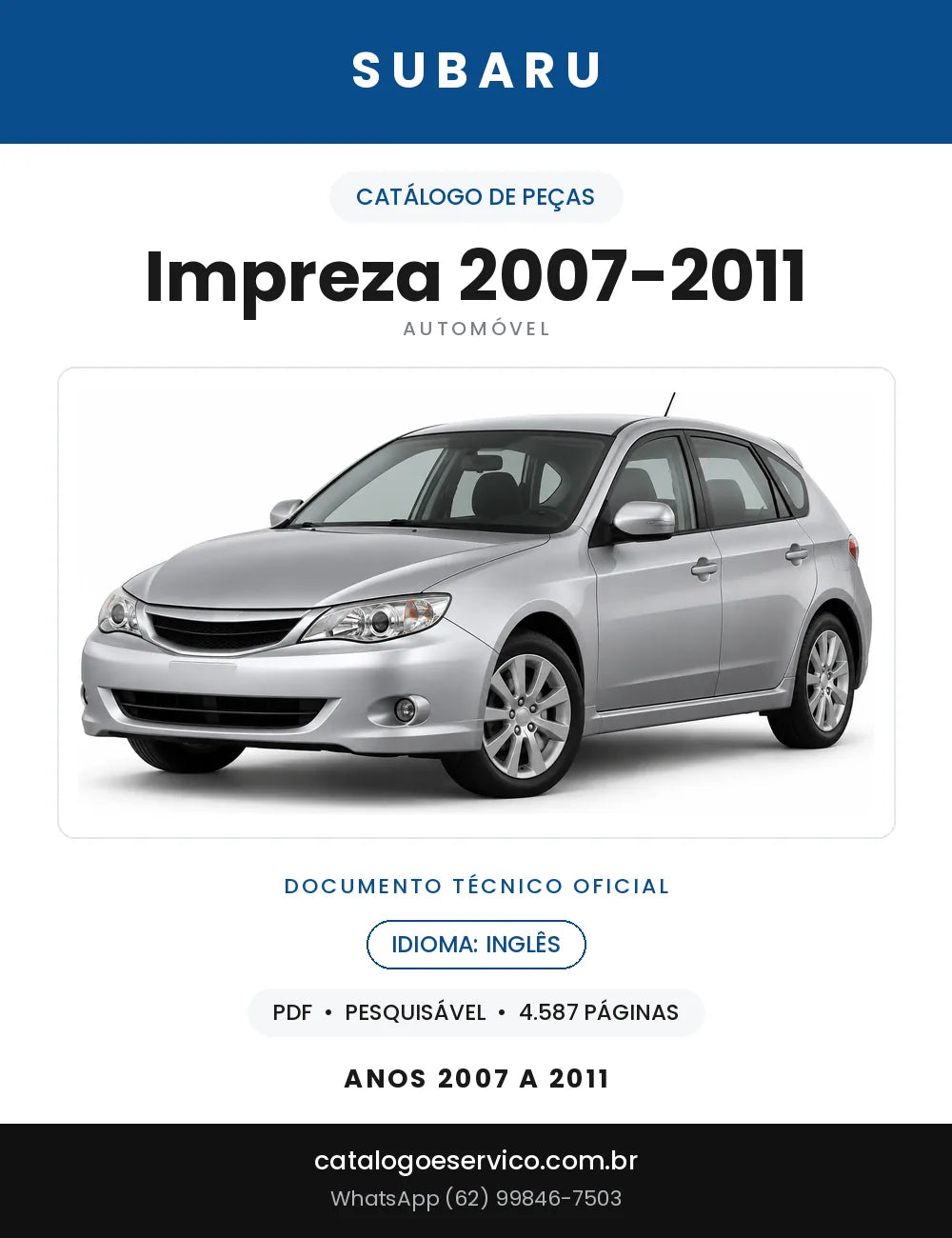 Capa do Catálogo de Peças Subaru Impreza 2007-2011