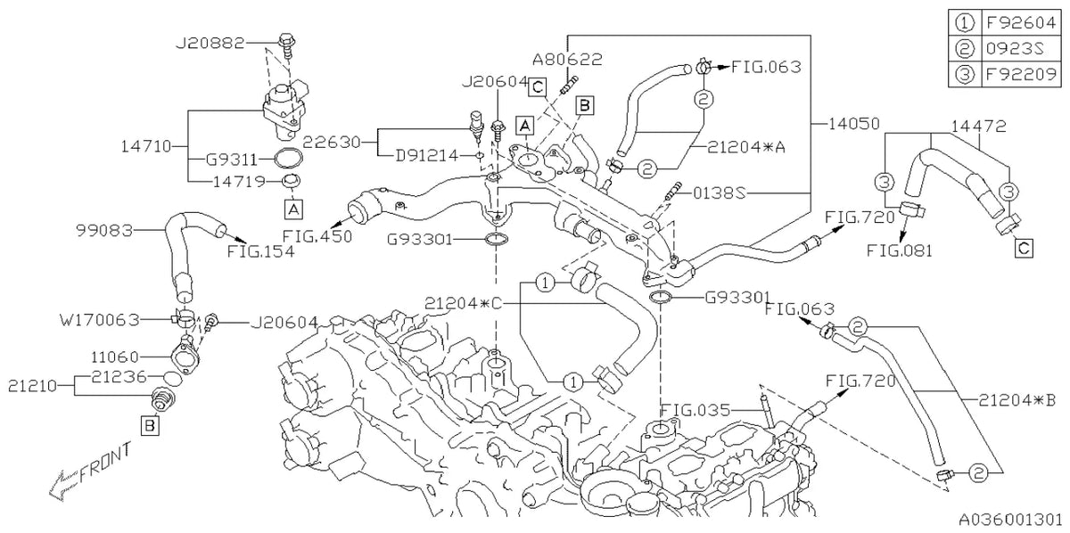 Vista explodida do Catálogo de Peças Subaru Impreza 2011-2016 (Sedã) — exemplo 3