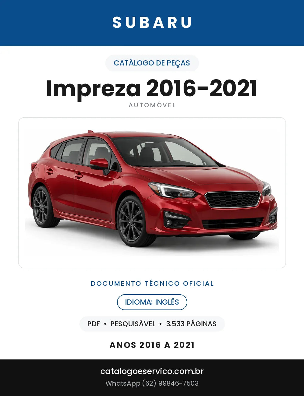 Capa do Catálogo de Peças Subaru Impreza 2016-2021