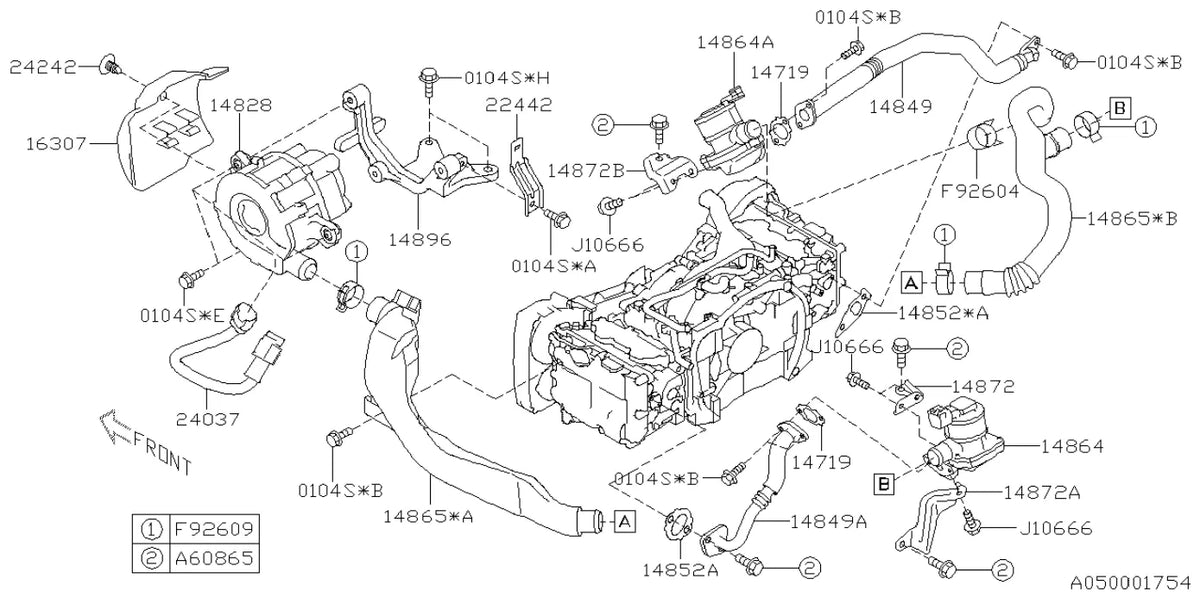 Vista explodida do Catálogo de Peças Subaru Impreza WRX / WRX STI 2007-2014 — exemplo 1