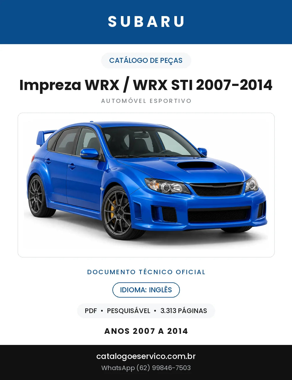 Capa do Catálogo de Peças Subaru Impreza WRX / WRX STI 2007-2014