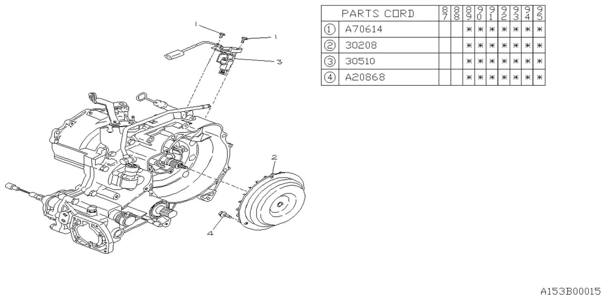 Vista explodida do Catálogo de Peças Subaru J Series (Justy) 1986-1995 — exemplo 2