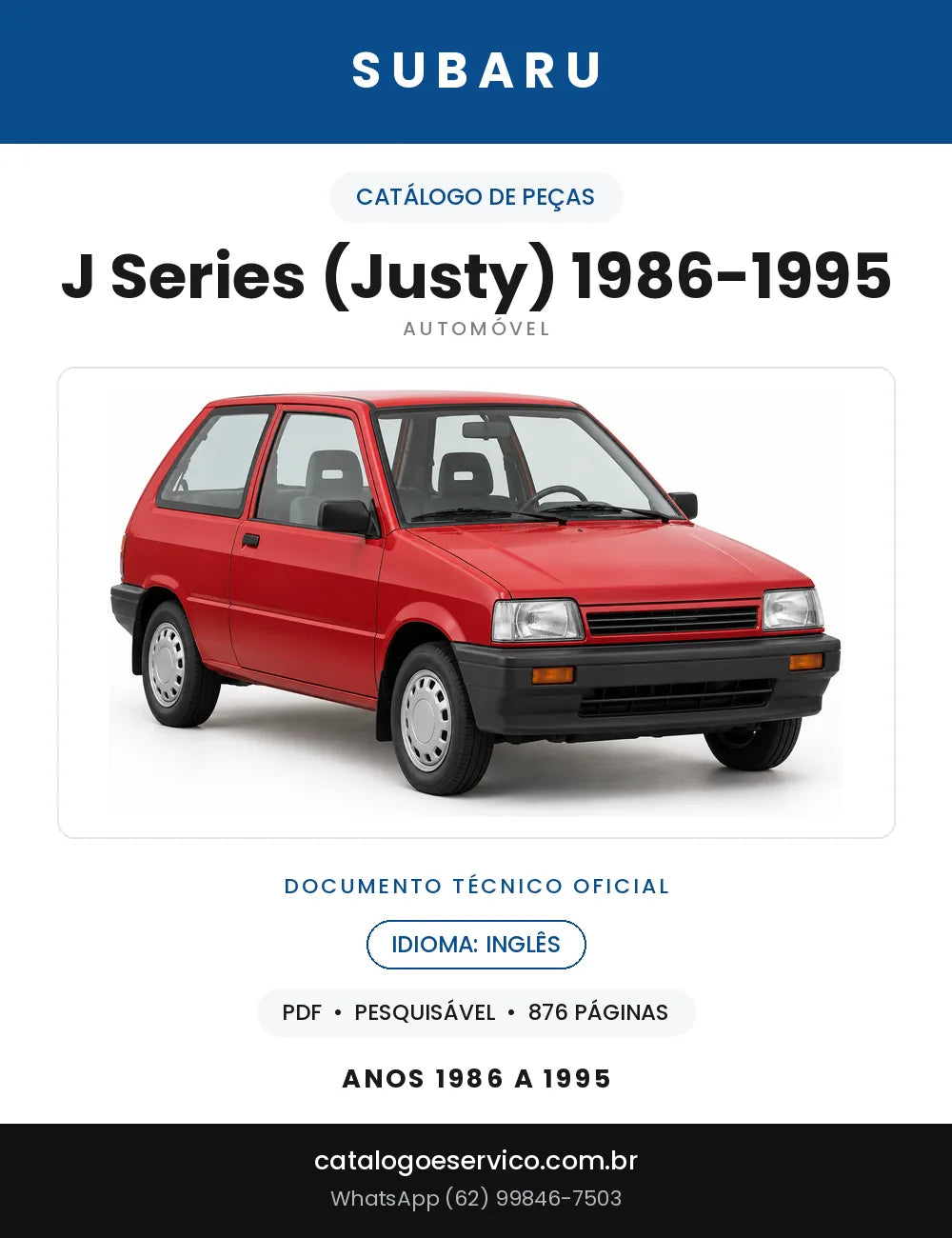 Capa do Catálogo de Peças Subaru J Series (Justy) 1986-1995