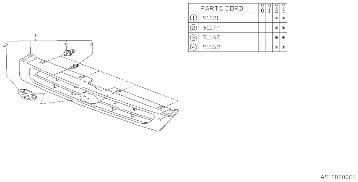 Vista explodida do Catálogo de Peças Subaru Legacy 1989-1994 — exemplo 3
