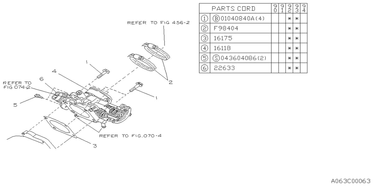 Vista explodida do Catálogo de Peças Subaru Legacy 1989-1994 — exemplo 4