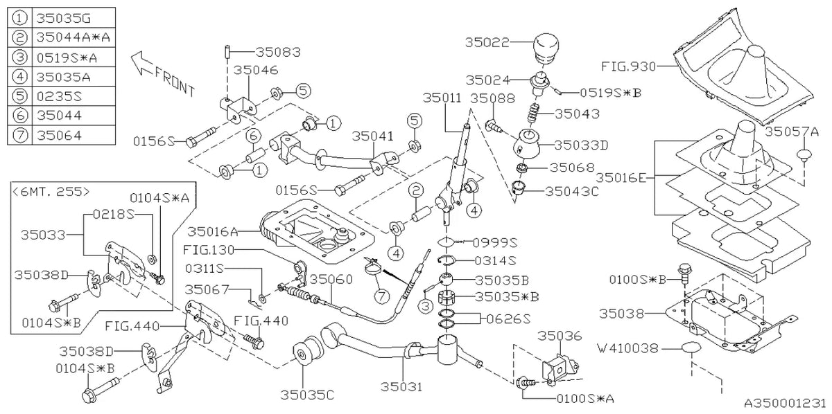 Vista explodida do Catálogo de Peças Subaru Legacy 2003-2009 — exemplo 3