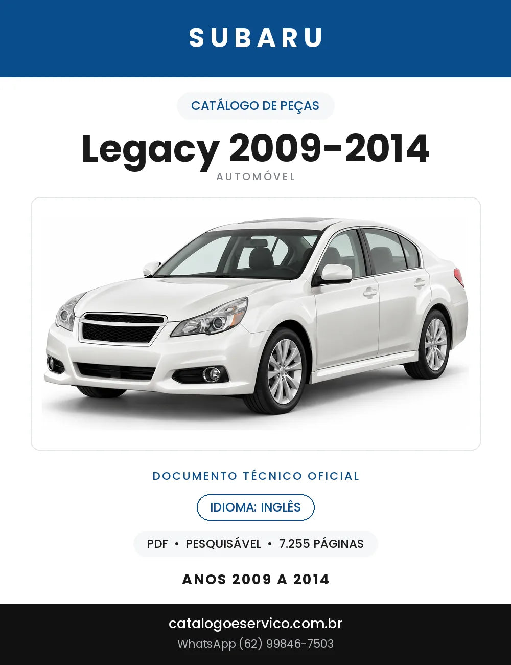 Capa do Catálogo de Peças Subaru Legacy 2009-2014