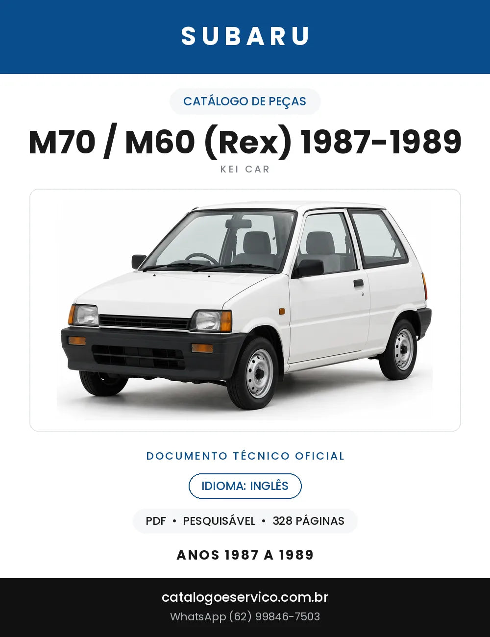 Capa do Catálogo de Peças Subaru M70 / M60 (Rex) 1987-1989