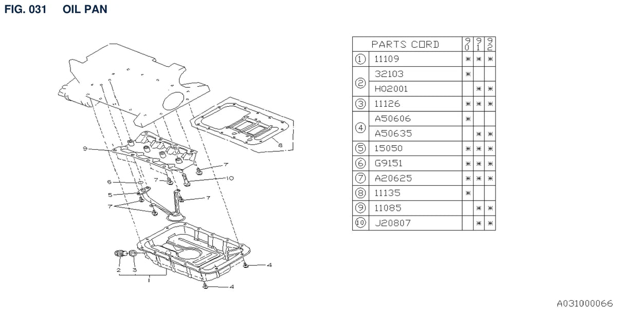Vista explodida do Catálogo de Peças Subaru M80 (Rex) 1989-1992 — exemplo 1