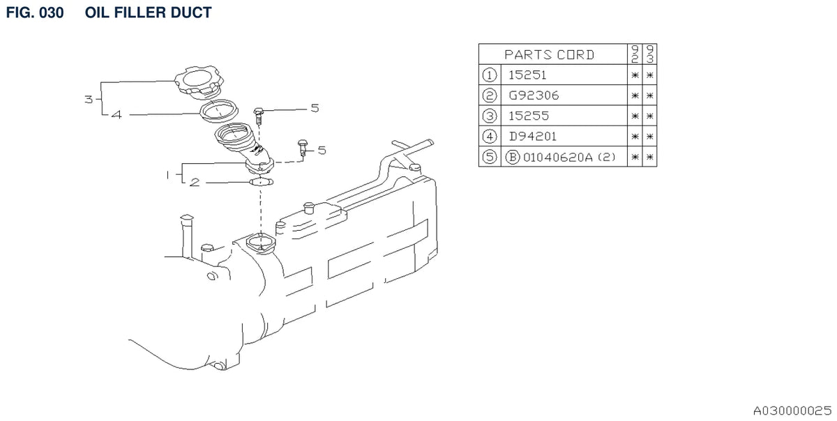 Vista explodida do Catálogo de Peças Subaru SVX 1992-1994 — exemplo 1