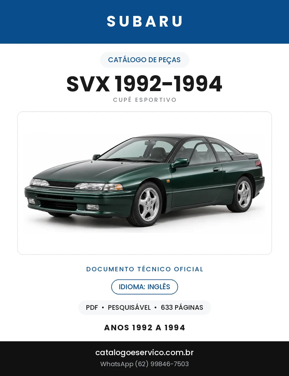 Capa do Catálogo de Peças Subaru SVX 1992-1994