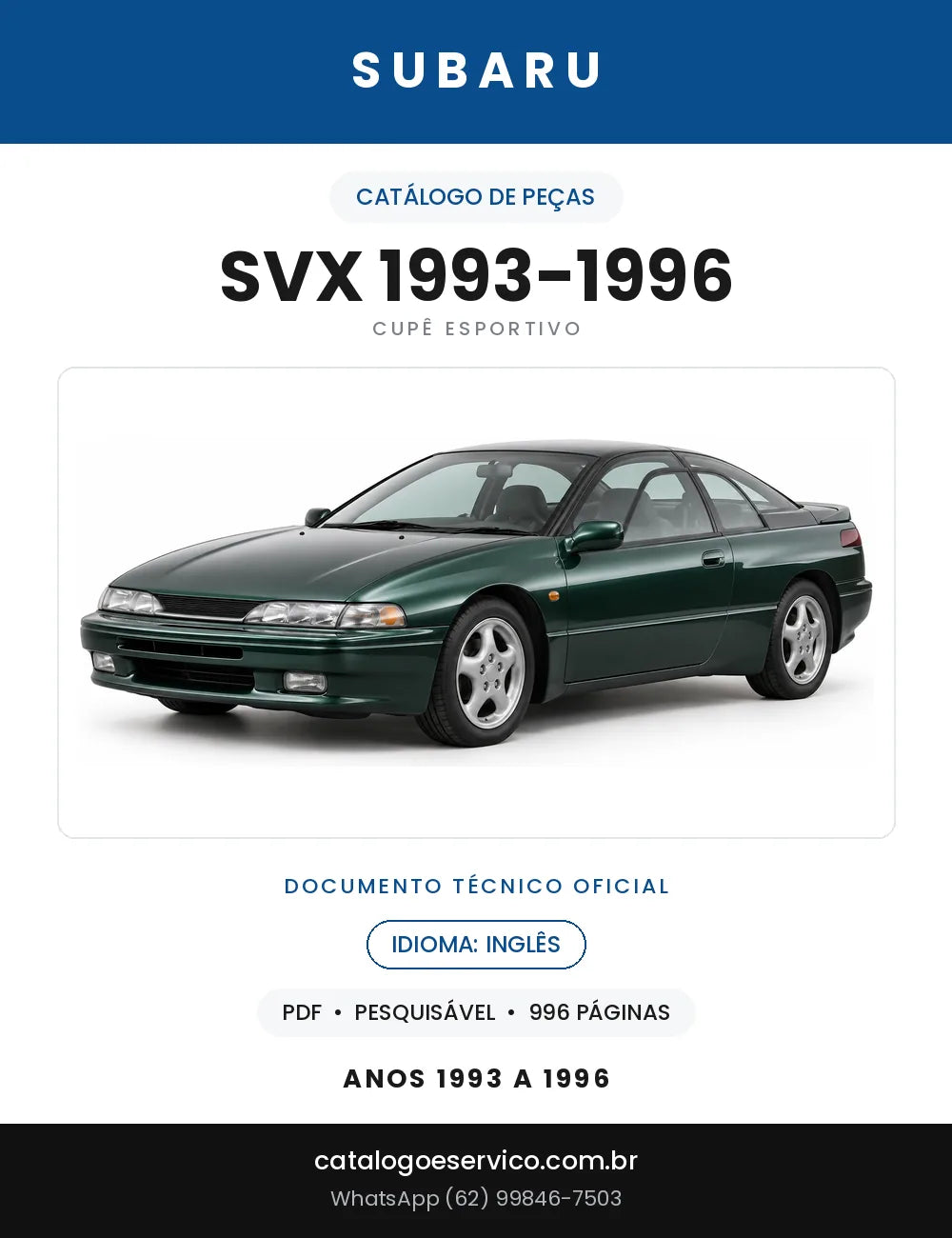 Capa do Catálogo de Peças Subaru SVX 1993-1996